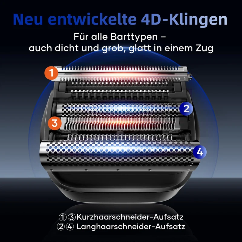Elektrorasierer Herren, kensen Mini Foil Shaver Mit 4 Flexiblem Scherkopf Rasierapparat Usb-C Elektrischer Rasierer Wasserdicht Folienrasierer 120Min Trockenrasierer Tragbar für Bart Gesicht Reise