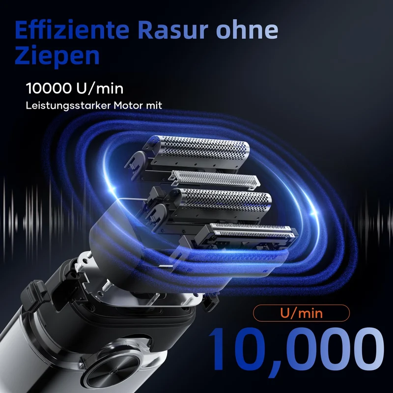 Elektrorasierer Herren, kensen Mini Foil Shaver Mit 4 Flexiblem Scherkopf Rasierapparat Usb-C Elektrischer Rasierer Wasserdicht Folienrasierer 120Min Trockenrasierer Tragbar für Bart Gesicht Reise