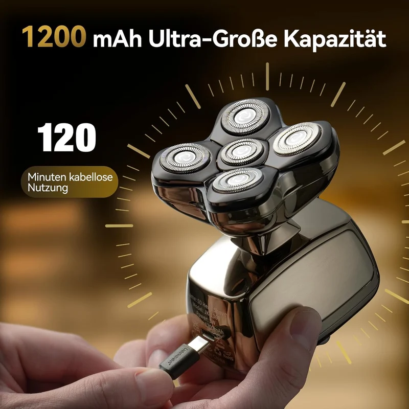 Glatzen Rasierer Herren, Kensen 5 In 1 Kopfrasierer Wasserdicht Head Shaver Men Magnetische Rasierer Glatze Herren Wiederaufladbar Glazenrasierer Typ-C Nass- Und Trocken