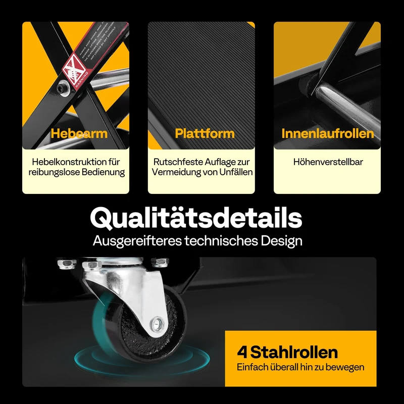 Motorrad Lift 500 kg Stahl-Schereheber mit breitem Deck und Kurbel für Motorräder Off-Road-Fahrzeuge Schmutzfahrräder