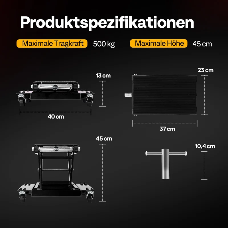 Motorrad Lift 500 kg Stahl-Schereheber mit breitem Deck und Kurbel für Motorräder Off-Road-Fahrzeuge Schmutzfahrräder