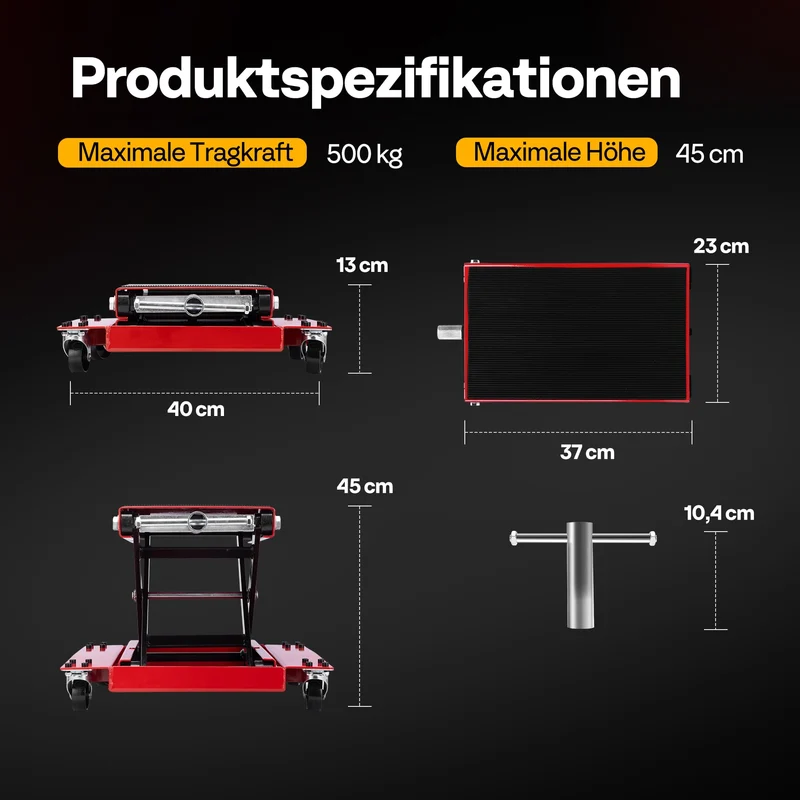 Motorrad Lift 500 kg Stahl-Schereheber mit breitem Deck und Kurbel für Motorräder Off-Road-Fahrzeuge Schmutzfahrräder