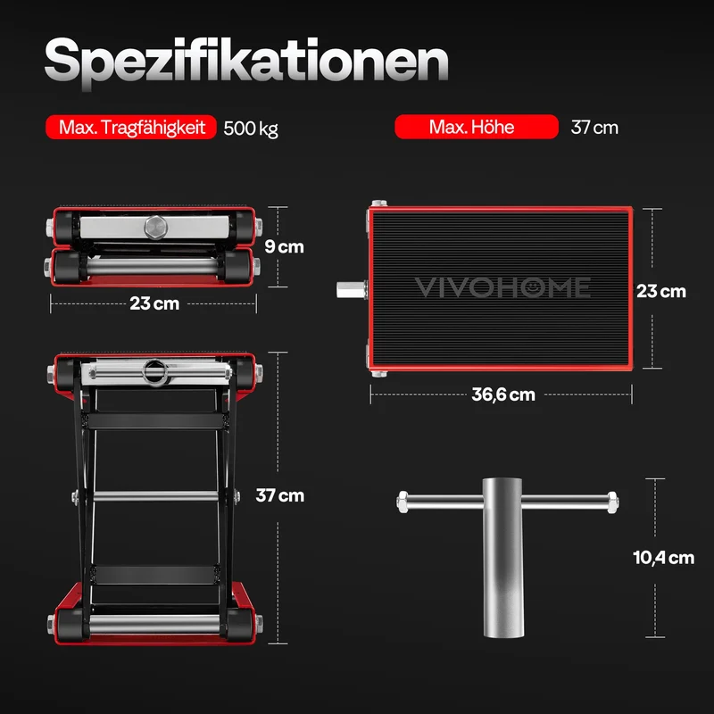 Motorrad Lift 500 kg Stahl-Schereheber mit breitem Deck und Kurbel für Motorräder Off-Road-Fahrzeuge Schmutzfahrräder