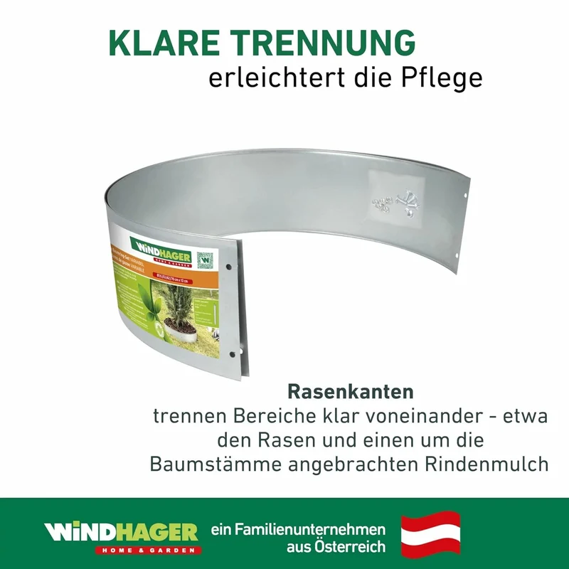 Rasenkanten Baumring-Set variabel, Raseneinfassung, Beeteinfassung, Beetbegrenzung, Mähkante, Rasen-Abgrenzung, DREI Größen formbar: Ø 35/53/70 cm, verzinkt
