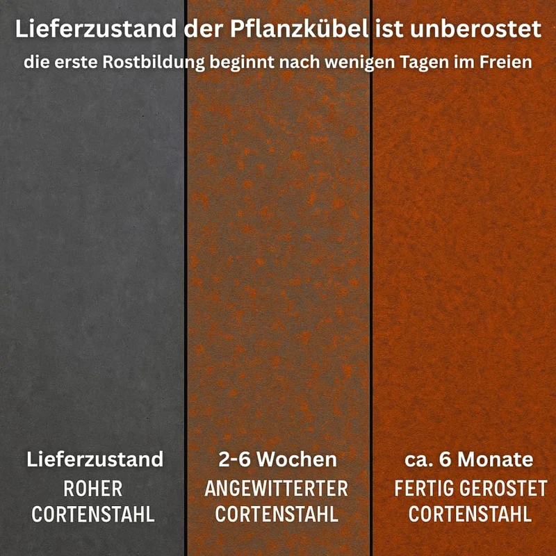 Cortenstahl Pflanzkübel - Blumenkübel quadratisch – wetterfest & langlebig – Garten Terrasse Balkon – Edelrost Pflanzgefäss