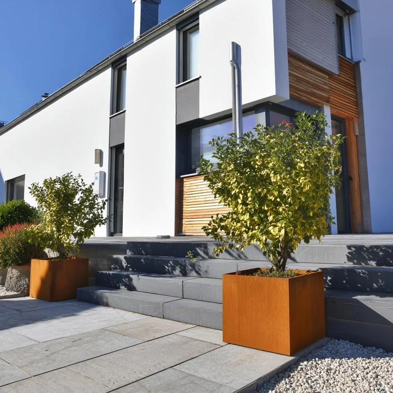 Cortenstahl Pflanzkübel - Blumenkübel quadratisch – wetterfest & langlebig – Garten Terrasse Balkon – Edelrost Pflanzgefäss