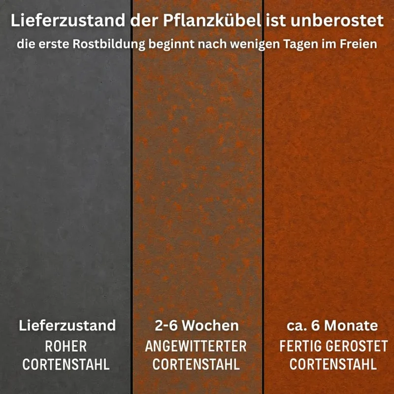 Cortenstahl Pflanzkübel - Blumenkübel quadratisch – wetterfest & langlebig – Garten Terrasse Balkon – Edelrost Pflanzgefäss