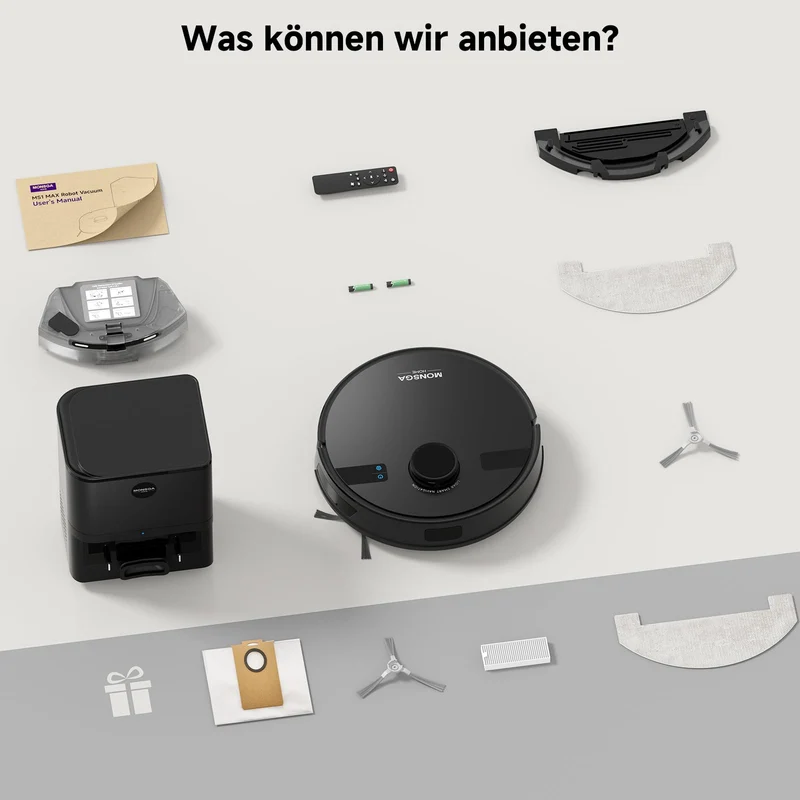 Saugroboter mit Wischfunktion, 3.5L Staubsauger Roboter mit Absaugstation, 5000Pa Saugkraft, 180Min Laufzeit, LiDAR Navigation, Starke Saugkraft ideal für Teppich und Tierhaare, APP Steuerung