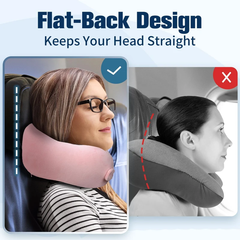 Cirorld Nackenkissen Flugzeug, Nackenhörnchen Erwachsene, Reisekissen Memory Foam, Verstellbares Kompaktes Nackenkissen Reise, Ergonomisches Weich Atmungsaktiv mit Ohrstöpseln, Augenmaske,Tragetasche