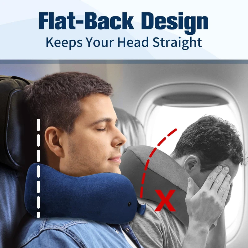 Cirorld Nackenkissen Flugzeug, Nackenhörnchen Erwachsene, Reisekissen Memory Foam, Verstellbares Kompaktes Nackenkissen Reise, Ergonomisches Weich Atmungsaktiv mit Ohrstöpseln, Augenmaske,Tragetasche