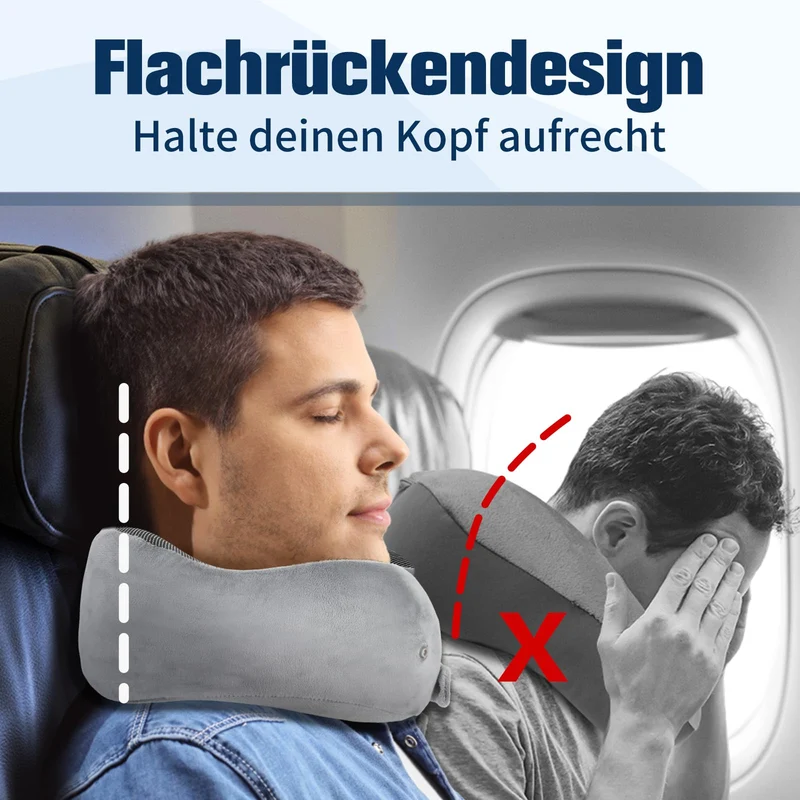 Cirorld Nackenkissen Flugzeug, Nackenhörnchen Erwachsene, Reisekissen Memory Foam, Verstellbares Kompaktes Nackenkissen Reise, Ergonomisches Weich Atmungsaktiv mit Ohrstöpseln, Augenmaske,Tragetasche