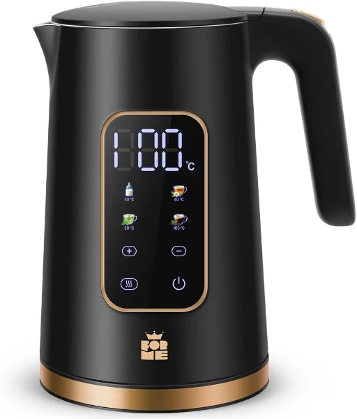 Edelstahl Wasserkocher 1,7 L mit Temperatureinstellung Temperaturauswahl 40-100°C I LED Digitale Temperaturanzeige I Temperatureinstellbare Wasserkocher I Teekanne Teekessel Wärmefunktion