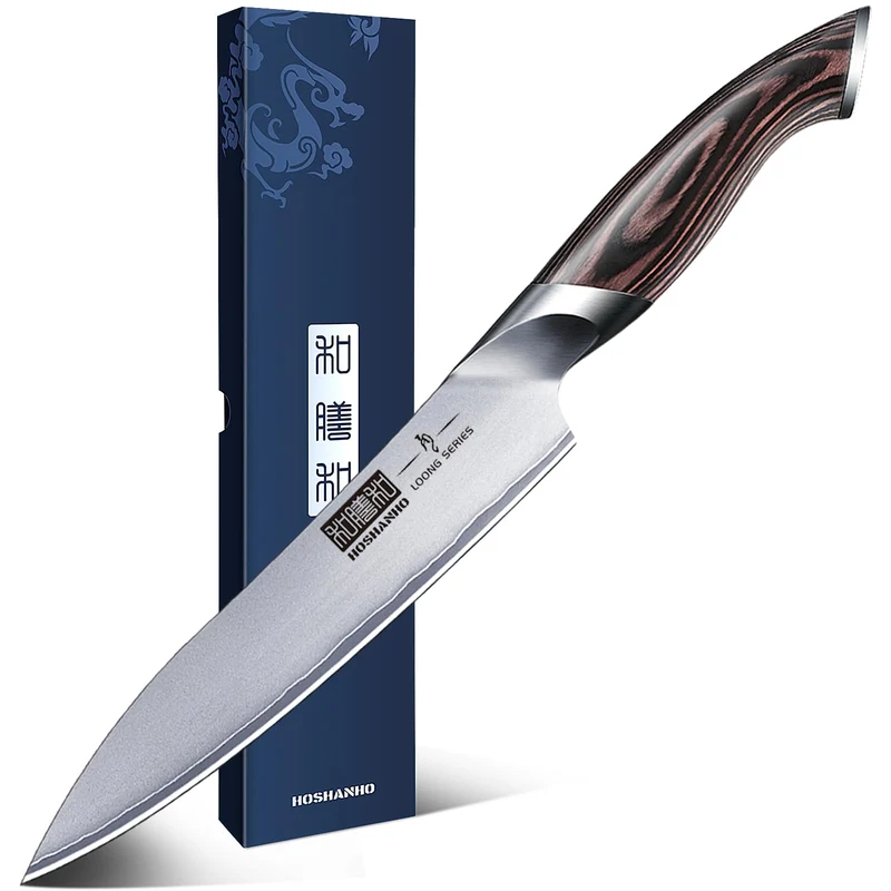 Professionelles Fisch-, Knochenmesser- und Füllküchenmesser mit ultrascharfe ergonomischem Pakkaholzgriff, 18 cm