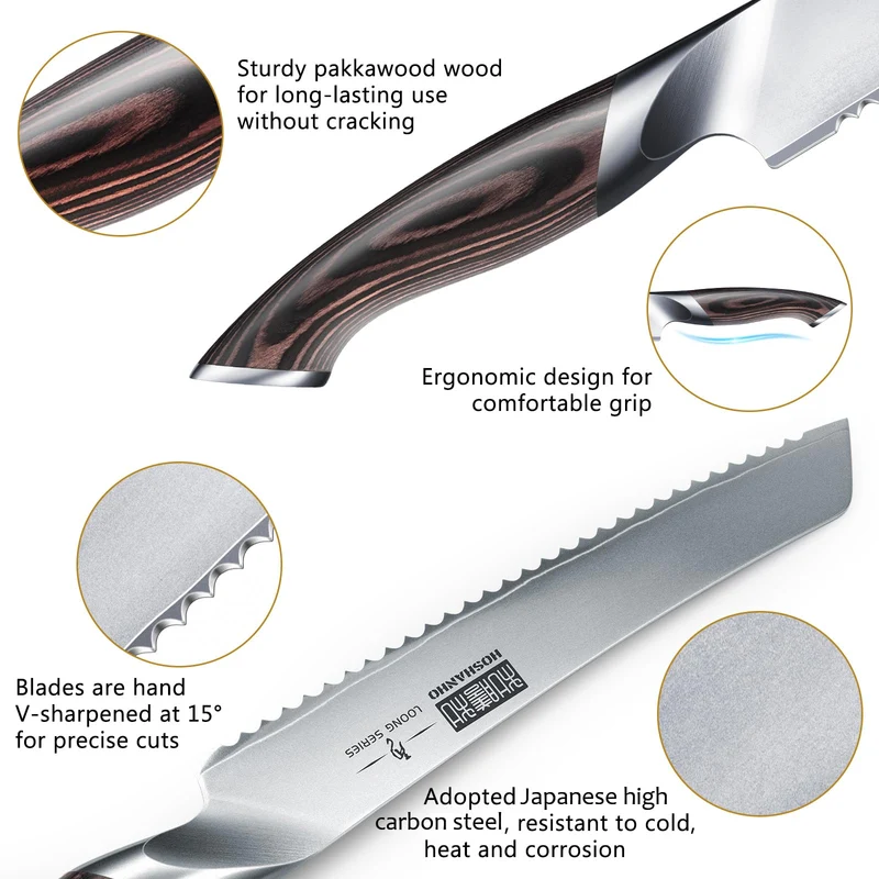 Professionelles Fisch-, Knochenmesser- und Füllküchenmesser mit ultrascharfe ergonomischem Pakkaholzgriff, 18 cm