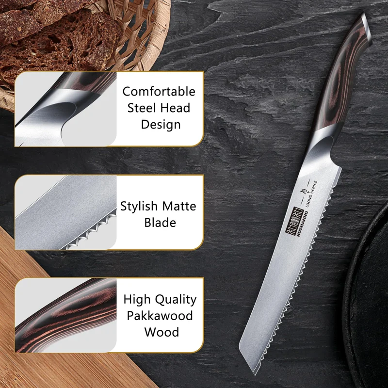 Professionelles Fisch-, Knochenmesser- und Füllküchenmesser mit ultrascharfe ergonomischem Pakkaholzgriff, 18 cm