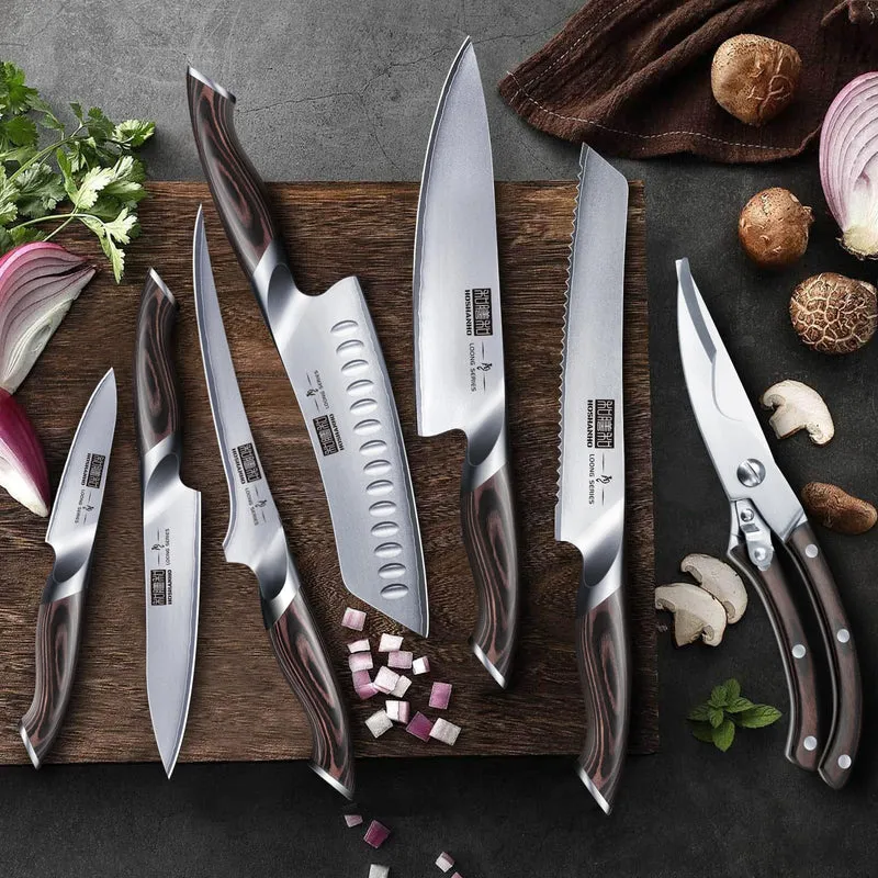 Professionelles Fisch-, Knochenmesser- und Füllküchenmesser mit ultrascharfe ergonomischem Pakkaholzgriff, 18 cm