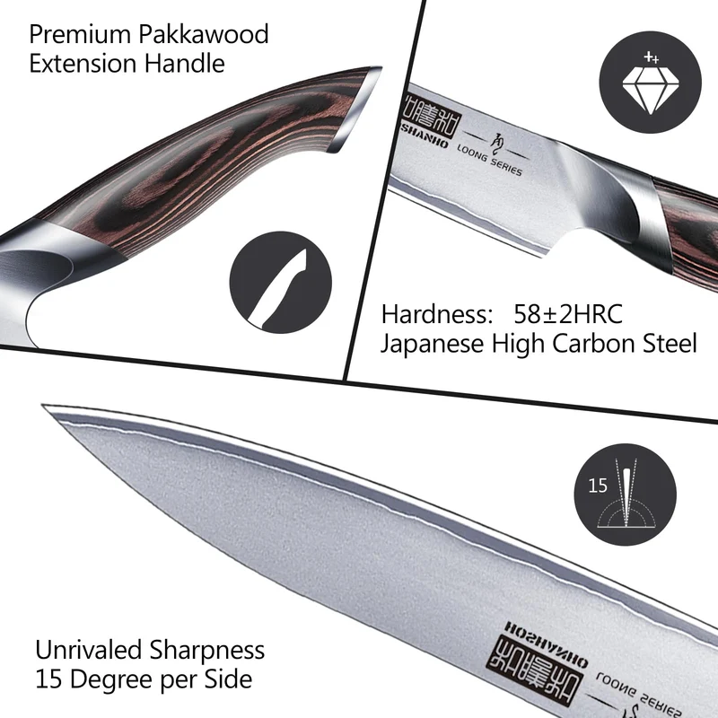 Professionelles Fisch-, Knochenmesser- und Füllküchenmesser mit ultrascharfe ergonomischem Pakkaholzgriff, 18 cm