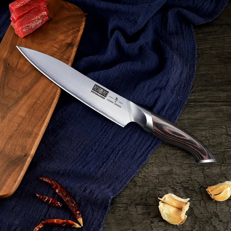 Professionelles Fisch-, Knochenmesser- und Füllküchenmesser mit ultrascharfe ergonomischem Pakkaholzgriff, 18 cm