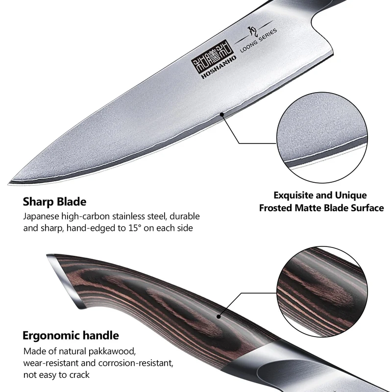 Professionelles Fisch-, Knochenmesser- und Füllküchenmesser mit ultrascharfe ergonomischem Pakkaholzgriff, 18 cm
