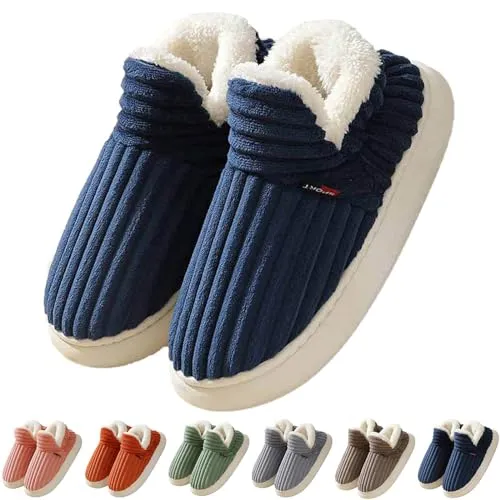 Flauschige Hausschuhe Damen Winter Warme Damen Hausschuhe Geschlossen, Unisex rutschfest Dicke Sohle