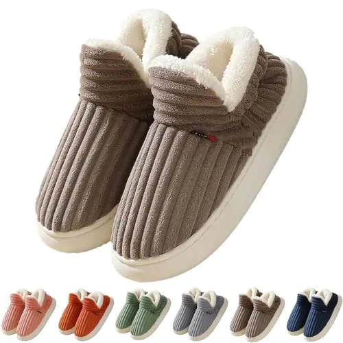Flauschige Hausschuhe Damen Winter Warme Damen Hausschuhe Geschlossen, Unisex rutschfest Dicke Sohle