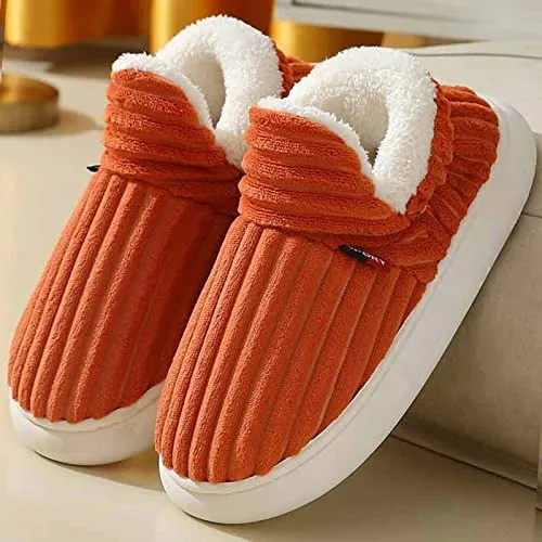 Flauschige Hausschuhe Damen Winter Warme Damen Hausschuhe Geschlossen, Unisex rutschfest Dicke Sohle