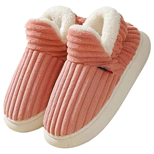 Flauschige Hausschuhe Damen Winter Warme Damen Hausschuhe Geschlossen, Unisex rutschfest Dicke Sohle