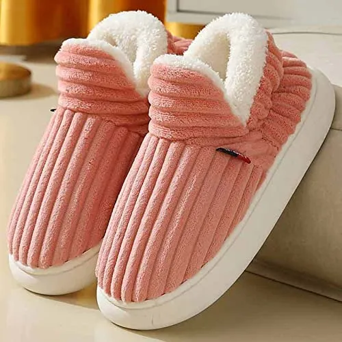 Flauschige Hausschuhe Damen Winter Warme Damen Hausschuhe Geschlossen, Unisex rutschfest Dicke Sohle