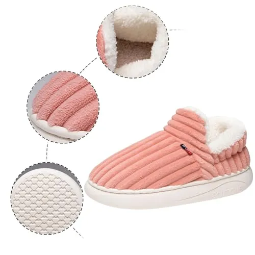 Flauschige Hausschuhe Damen Winter Warme Damen Hausschuhe Geschlossen, Unisex rutschfest Dicke Sohle