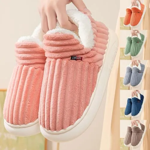 Flauschige Hausschuhe Damen Winter Warme Damen Hausschuhe Geschlossen, Unisex rutschfest Dicke Sohle