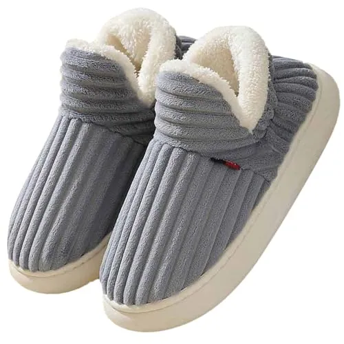 Flauschige Hausschuhe Damen Winter Warme Damen Hausschuhe Geschlossen, Unisex rutschfest Dicke Sohle