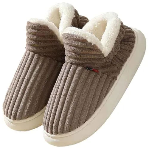 Flauschige Hausschuhe Damen Winter Warme Damen Hausschuhe Geschlossen, Unisex rutschfest Dicke Sohle