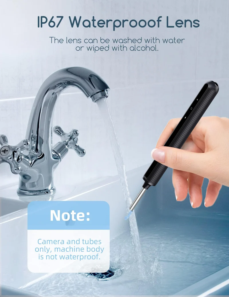 Ohrenschmalz-Entfernungs-Otoskop, WiFi Ohrreiniger, 1080P Ultra Thin HD Wireless wasserdichter Ohrspiegel mit 3,5 mm Objektiv und 6 LEDs für iPhone, iPad und Android Smartphones