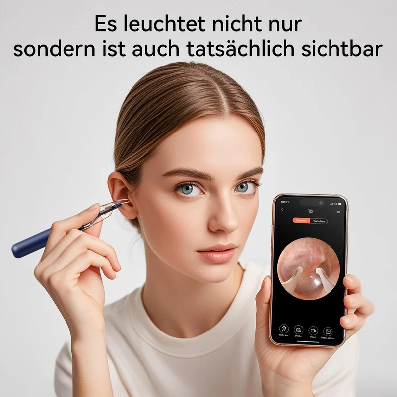 Ohrenschmalz-Entfernungs-Otoskop, WiFi Ohrreiniger, 1080P Ultra Thin HD Wireless wasserdichter Ohrspiegel mit 3,5 mm Objektiv und 6 LEDs für iPhone, iPad und Android Smartphones