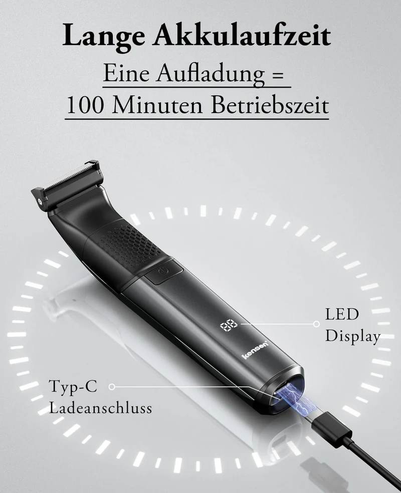 Intimrasierer Mann, kensen 2 in 1 Rasierer Herren Intimbereich Wasserdicht Körperrasierer Herren Typ-C Bodygroom Herren Nass Trocken Intim Rasierer Männer Beine Brust Achselhöhle Leiste Aufsteckkämme
