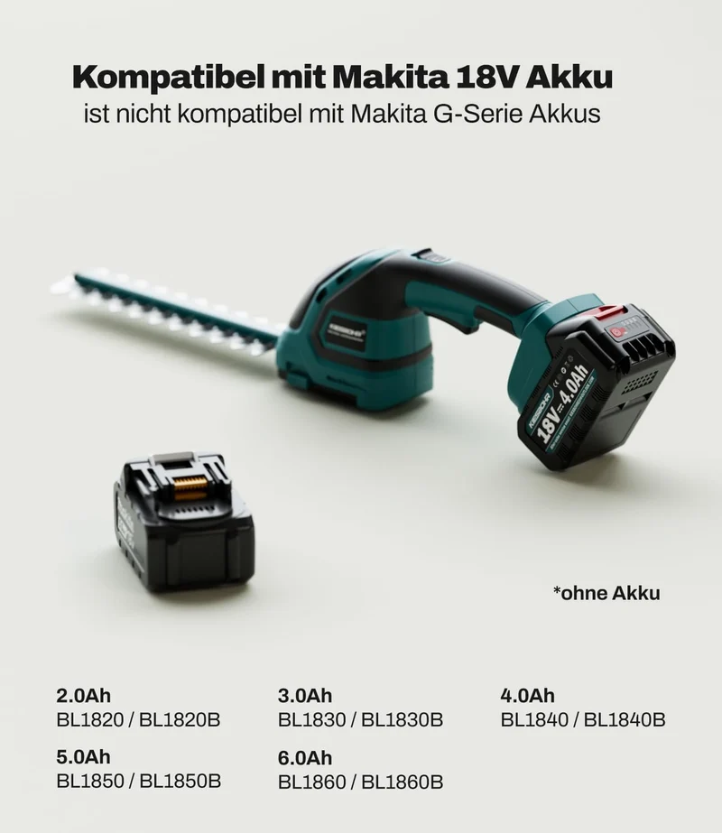 2-IN-1 Grasschere und Heckenschere Kompatibel mit Makita 18V Akku - Kleine Gras und Strauchschere Ideal für Kompakte Gartenarbeiten