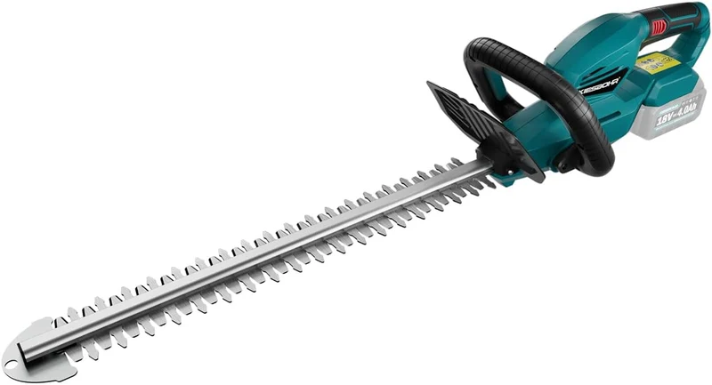Akku Heckenschere Kompatibel mit Makita 18V Akku, 59 cm Schnittlänge, 18 mm Zahnabstand, Winkelverstellbarer Griff, Elektro Heckenschere