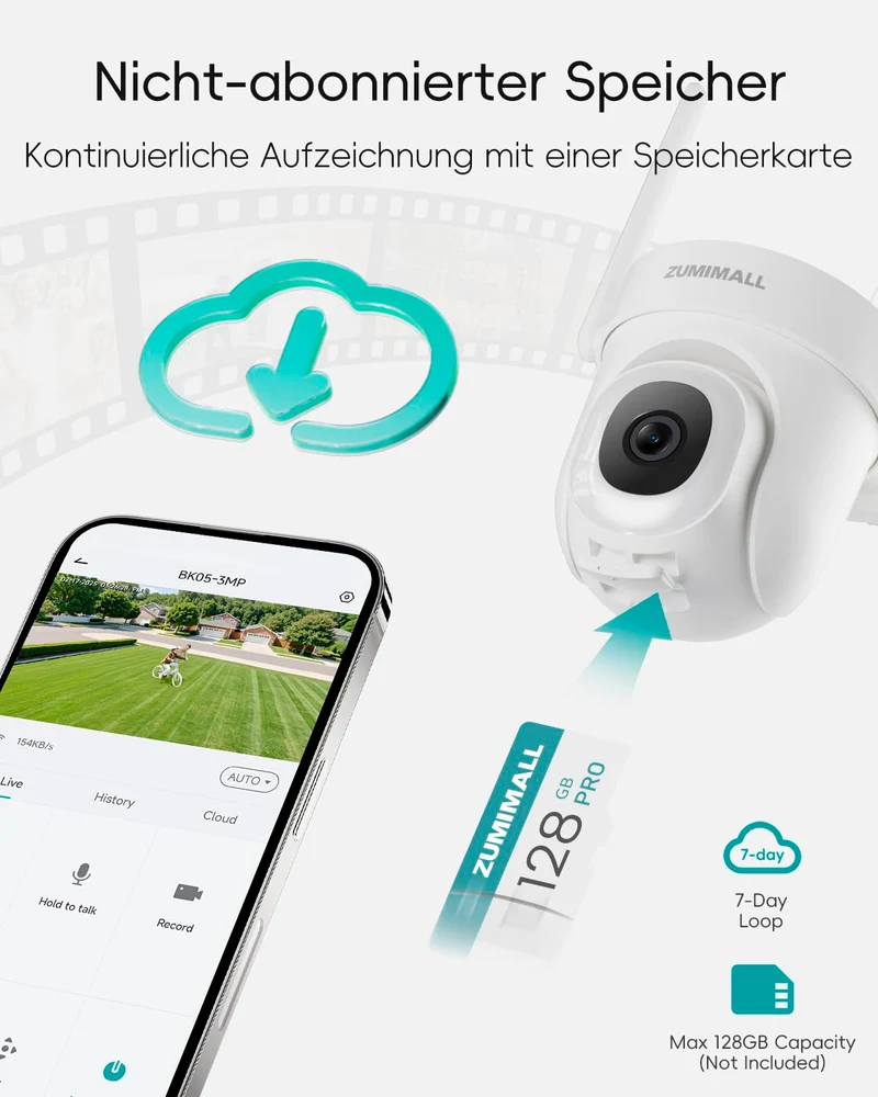 Überwachungskamera Aussen 5G/2,4GHz WLAN Kamera Überwachung aussen Kabelgebunden, 355°/90° PTZ, 24/7 Aufnahme,Nachtsicht,Cloud-Speicher,KI-Erkennung