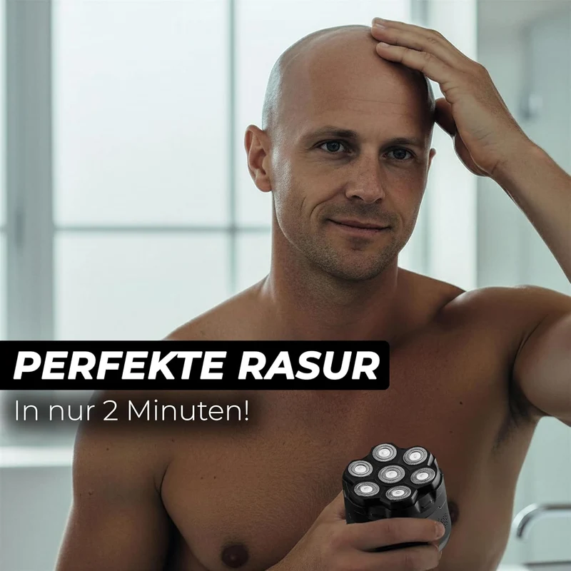 Glatzen Rasierer Herren – Glatzenrasierer 7D mit Magnetischen Scherkopf | Kopfrasierer Glatze | Bold Shaver Kopf | Head Shaver, Trocken und Nass Rasur, Wasserdicht, Kopf Rasierer