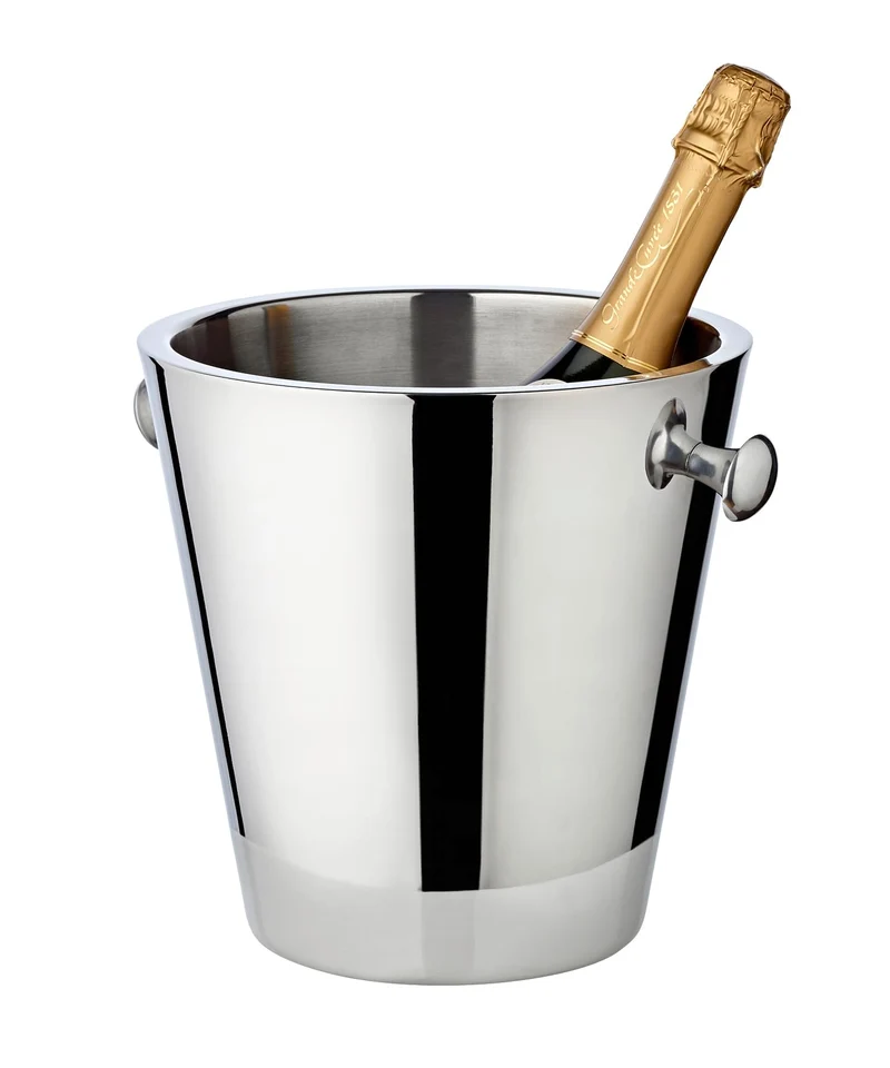 Sektkühler Sevilla, glatt, mit Ständer, Edelstahl, mit Griffen, für 1 Flasche - Getränkekühler, Flaschenkühler, Weinkühler, Champagner Kühler, Eiseimer
