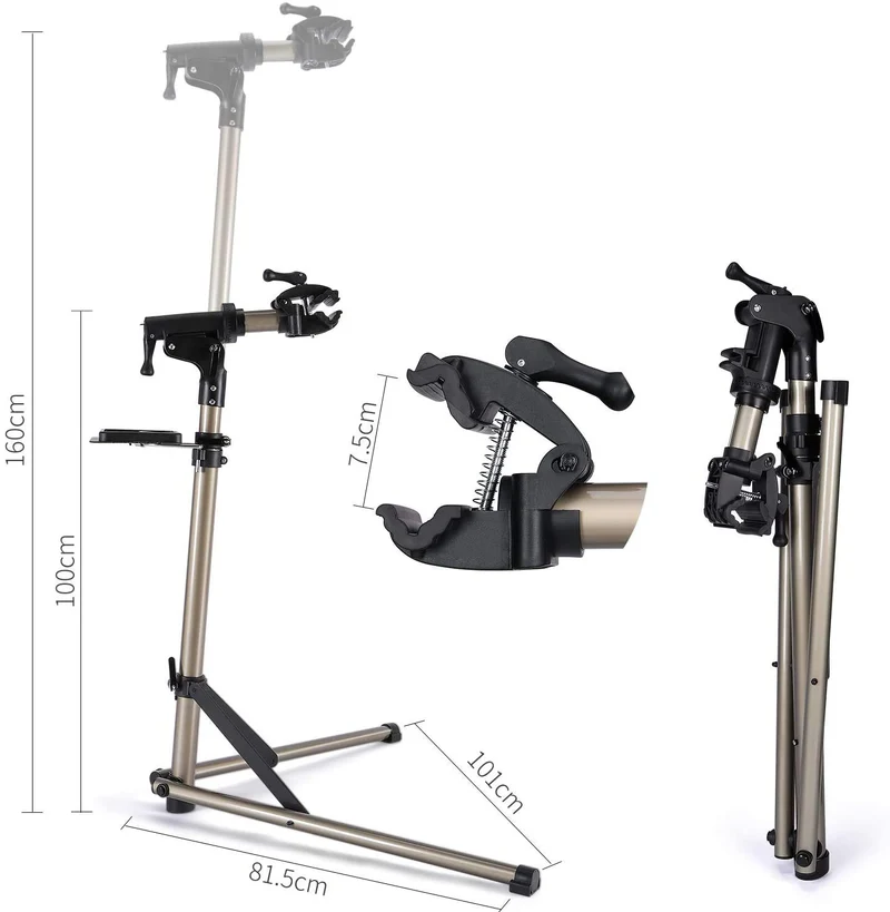 Fahrradmontageständer - Professioneller Reparaturständer mit Werkzeugschale und magnetischem Fach, drehbar und faltbar, maximale Belastung 30 kg