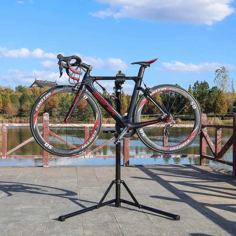 Fahrradmontageständer - Professioneller Reparaturständer mit Werkzeugschale und magnetischem Fach, drehbar und faltbar, maximale Belastung 30 kg