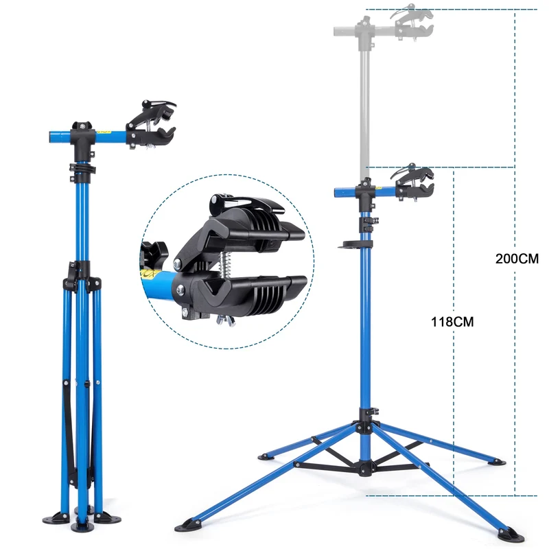 Fahrradmontageständer - Professioneller Reparaturständer mit Werkzeugschale und magnetischem Fach, drehbar und faltbar, maximale Belastung 30 kg