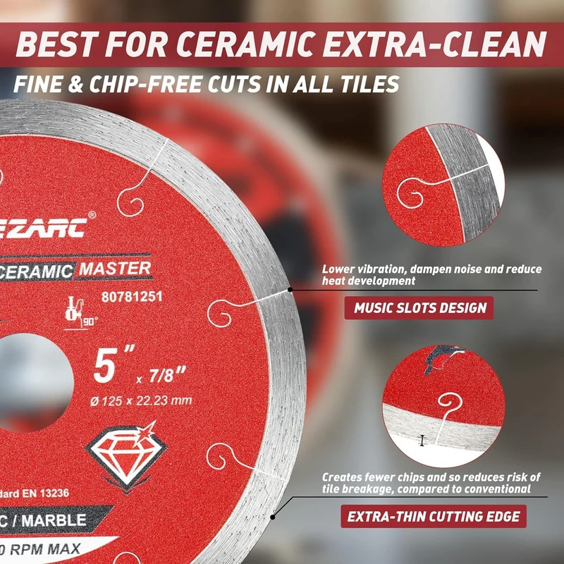 Diamantschneidscheiben 125mm Extra Thin Diamond Disc Cutting Disc für Fliesen Keramik Marmor Nass oder Trockenschnitt