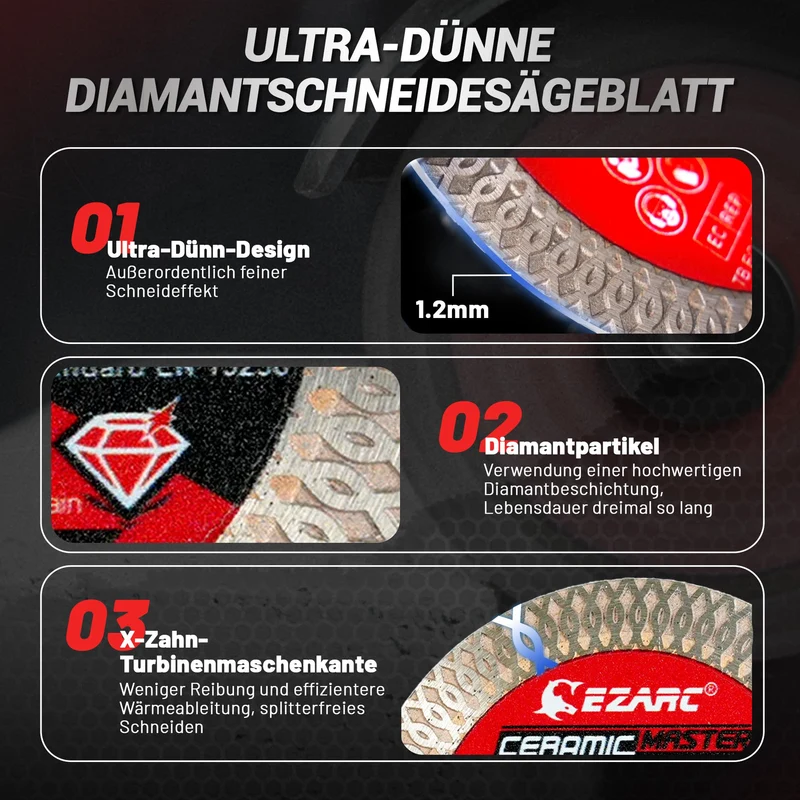 Diamantschneidscheiben 125mm Extra Thin Diamond Disc Cutting Disc für Fliesen Keramik Marmor Nass oder Trockenschnitt