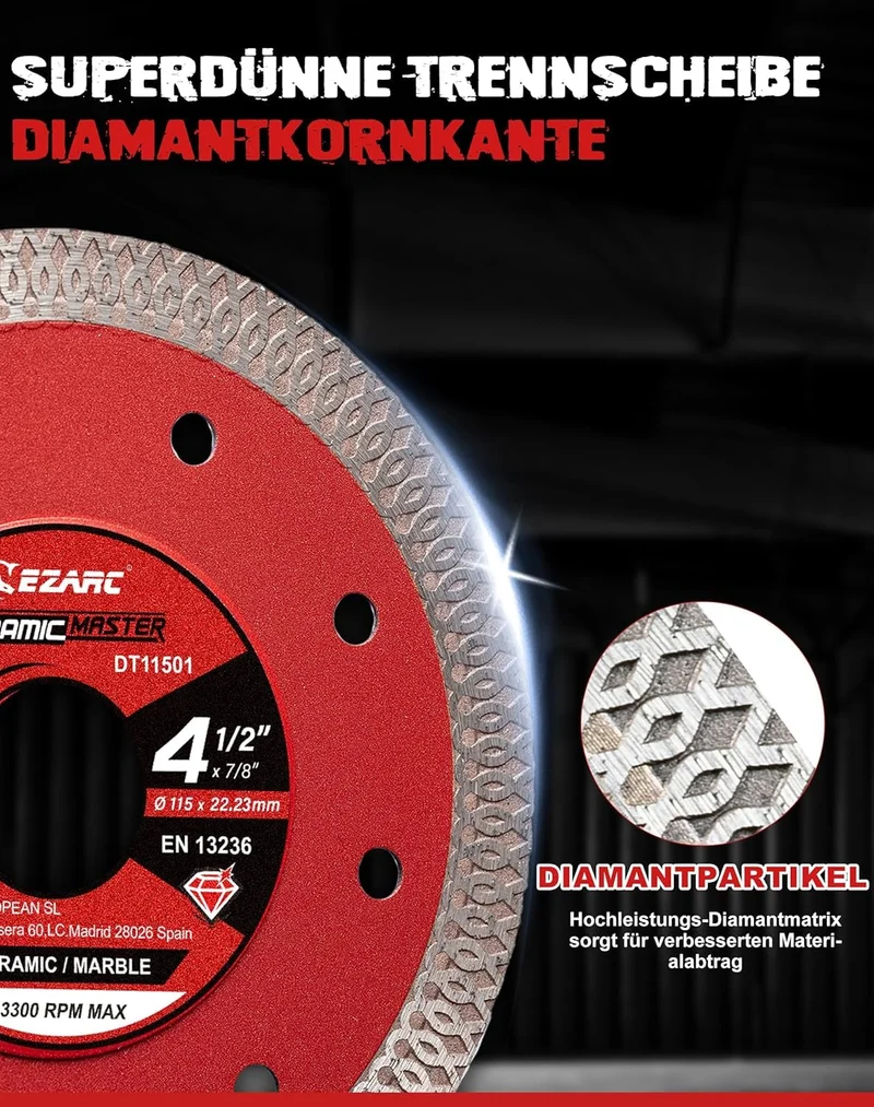 Diamantschneidscheiben 125mm Extra Thin Diamond Disc Cutting Disc für Fliesen Keramik Marmor Nass oder Trockenschnitt