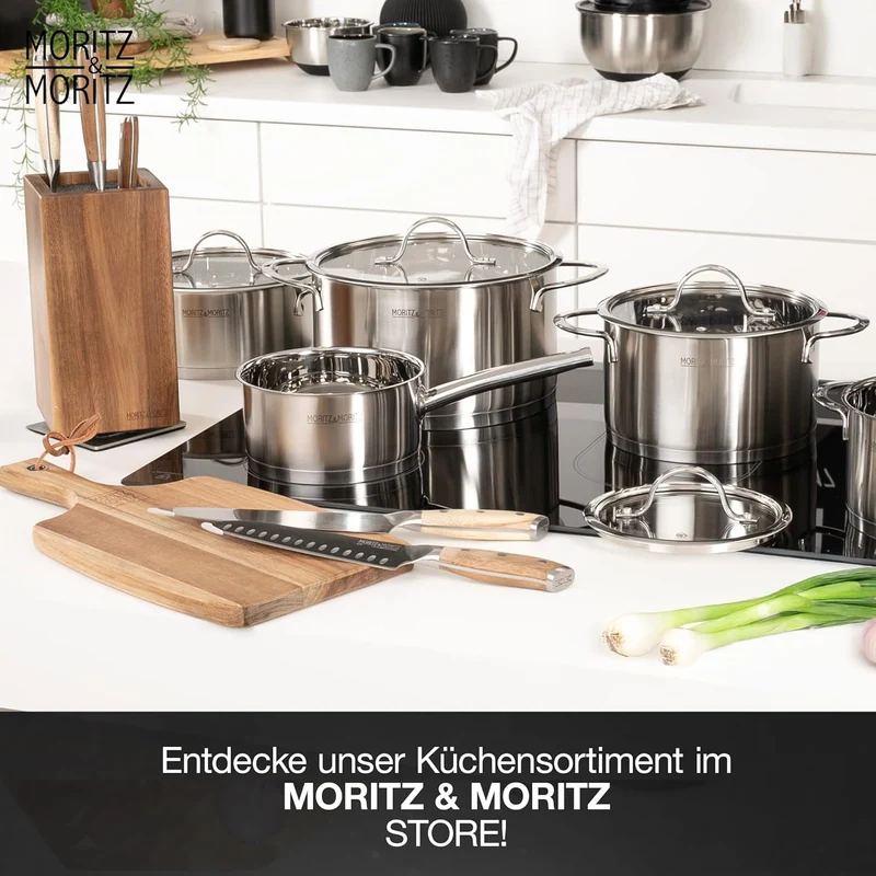 5-teiliges Kochtopfset inklusive 4 Glasdeckel - Edelstahltopf-Einführung & alle Hobs - Stilvolle Töpfe mit Deckel und Kochtopf - Geeignet für Geschirrspüler und Ofen