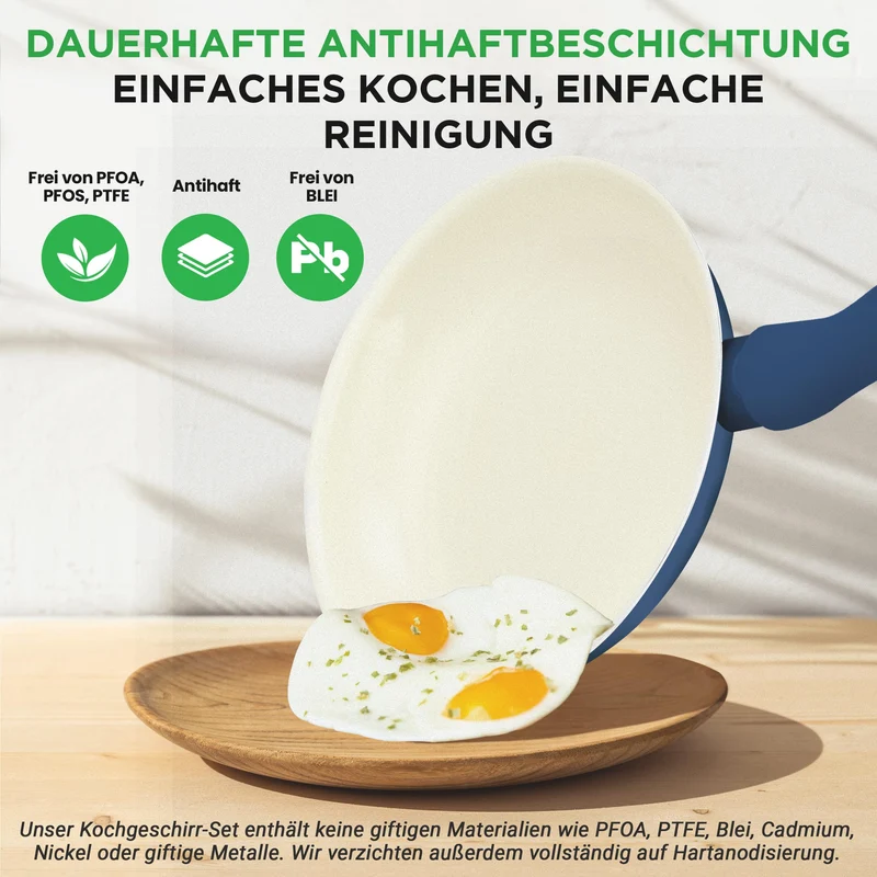 Topfset & Pfannenset - 54-teiliges Non-Stick-Kochgeschirr - Enthält Küchenutensilien, Backschale, Messer / Für Induktion, Gas & Elektrisch / Gesundes & Fettfreies Kochen