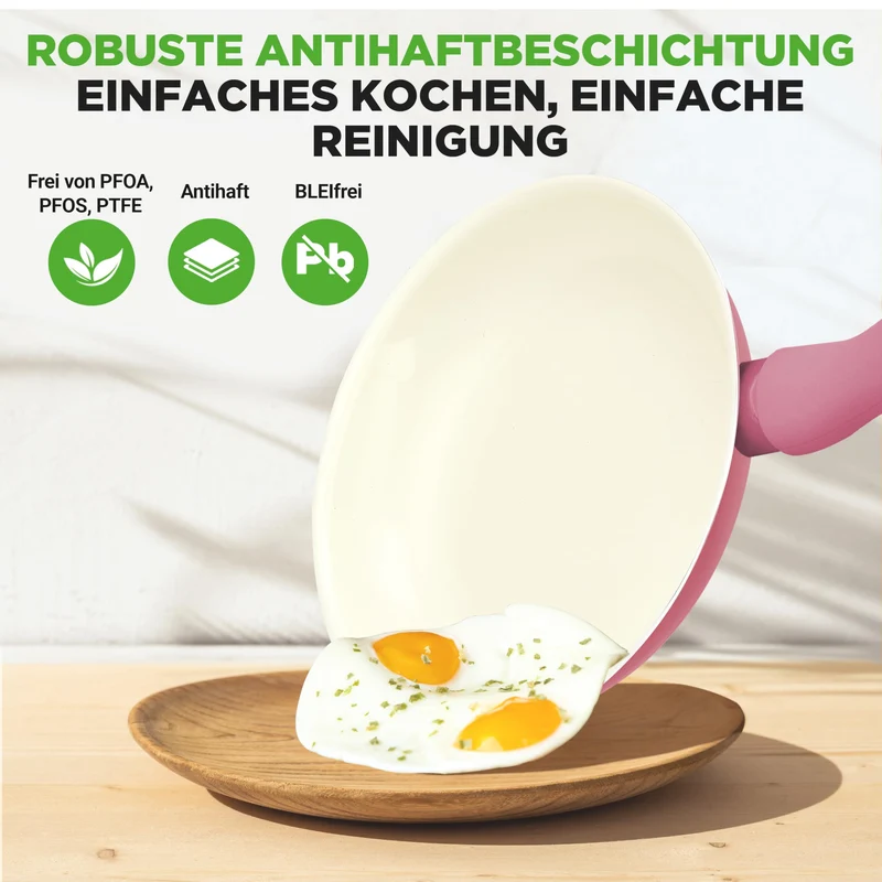 Topfset & Pfannenset - 54-teiliges Non-Stick-Kochgeschirr - Enthält Küchenutensilien, Backschale, Messer / Für Induktion, Gas & Elektrisch / Gesundes & Fettfreies Kochen
