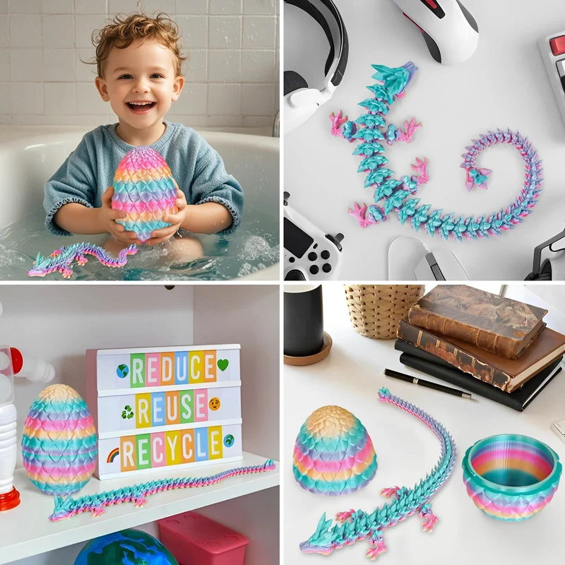 Überraschungseier - Drachenei mit Drachen im Inneren, Geschenke für Kinder und Erwachsene, 3D-gedrucktes Fidget-Spielzeug, perfekt für Weihnachten, Ostern, Geburtstage, Dekoration, Stressabbau